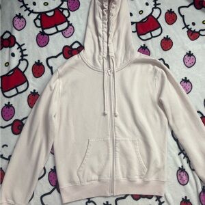 Aeropostale Light Pink Floral Zip Hoodie